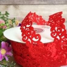 Стрічка-мереживо, 2 см, червона