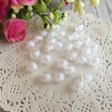 Намисто пластик з білою серединкою, 8 мм, біла кругла, 10 шт.