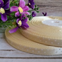 Атлас горох 0,6 см, кремовий, рулон 45 м