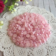 Напівбусина, 6 мм, світло-рожева, 100 шт.