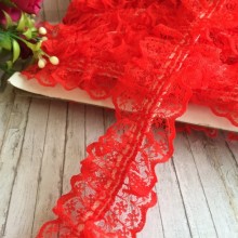 Мереживо-рюша з гумкою, 4 см, червоне