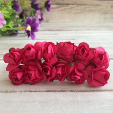 Трояндочки паперові, малиновий, 12 квіточок у пучку