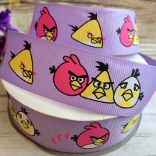 Репс 2,5 см, Angry birds, ліловий, метр