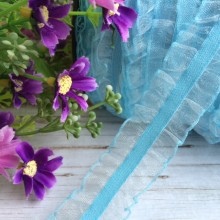 Гумка-рюша органзова, 2,5 см, блакитна