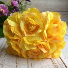 Троянда з тканиною, 3,5 см, жовта
