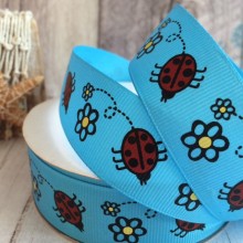 Репс 2,5 см, божья коровка, голубой