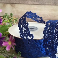 Стрічка-мереживо, 2 см, темно-синя