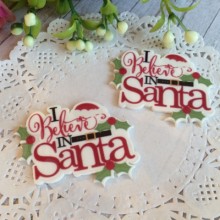 Кабошон, 46 х 35 мм, надпись I beieve in Santa