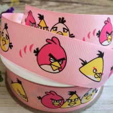 Репс 2,5 см, Angry birds, світло-рожевий