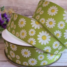 Репс 2,5 см, ромашка, оливка