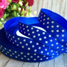 Атлас горох 0,9 см, синій, рулон 45 м