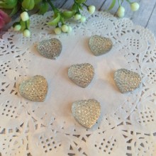 Серединка серце блиск, 16 мм, срібло, шт.