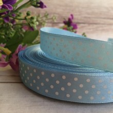 Атлас 1,5 см горох, блакитний, метр