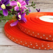 Атлас 0,6 см горох, оранжевий рулон 45 м