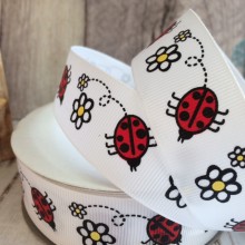 Репс 2,5 см, божья коровка, белый