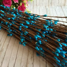 Декоративна гілочка з тичинками, 40 см, темно-бірюзова.