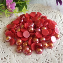 Напівбусина, 8 мм, червоний перламутр, 100 шт.