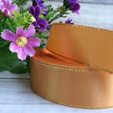 Атлас із люрексом 2,5 см (золото), золото, рулон 33 м