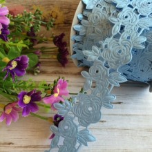 Мереживна стрічка трояндочка, 4,5 см, блакитна