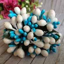 Гілочка Wow, білий перламурт з світло-бірюзовим