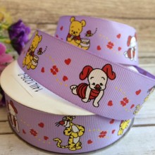 Репс 2,5 см, Вінні Пух, Пітачок та Тигра, ліловий, метр