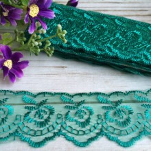 Кружево яблочко, 4,5 см, изумрудный, метр