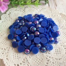 Напівбусина, 8 мм, синій перламутр, 100 шт.