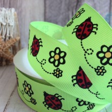 Репс 2,5 см, божья коровка, салатовый