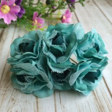 Троянда з тканиною, 3,5 см, м'ятна