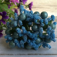 Гілочка перламутрова бірюзова з бірюзовими ягідками