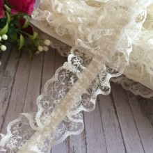 Мереживо-рюша з гумкою, 4 см, молочне