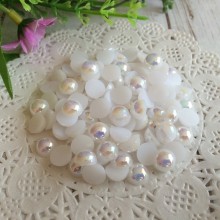 Напівбусина, 8 мм, білий перламутр, 100 шт.