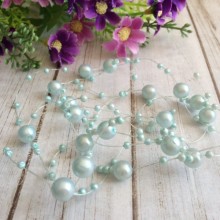 Намистини на волосіні, 8 мм, ніжно-блакитні, довжина нитки 1,3 м