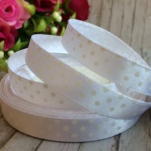 Атлас горох 0,9 см, білий, рулон 45 м