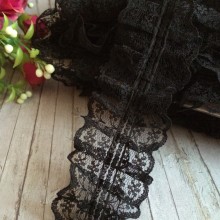 Мереживо-рюша, 4 см, чорне