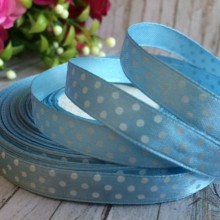 Атлас 0,9 см горох, блакитний, рулон 45 м