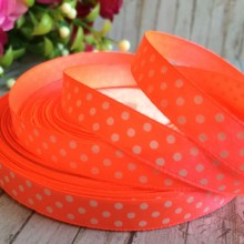 Атлас 0,9 см горох, яскраво-жовтогарячий, рулон 45 м