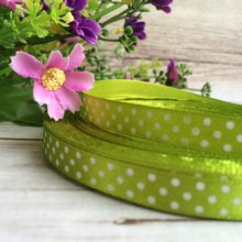 Атлас горох 0,9 см, оливковий, рулон 45 м