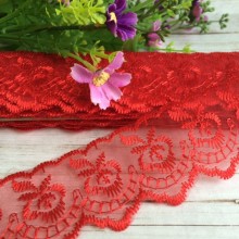 Кружево яблочко, 4,5 см, красное, метр