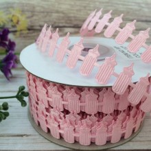 Мереживна дитяча стрічка, пляшечка, 2 см, світло-рожева