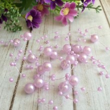 Намистини на волосіні, 8 мм, бузкові, довжина нитки 1,3 м