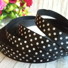 Атлас горох 0,9 см, чорний, рулон 45 м