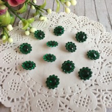 Серединка квіточка-ромбик, 11 мм, смарагдова, шт.