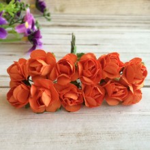 Трояндочки паперові, оранжеві, 10 квіточок у пучку