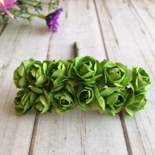 Трояндочки паперові, оливка, 12 квіточок у пучку