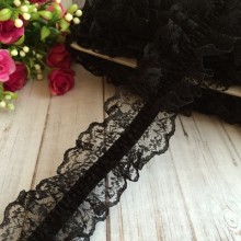 Мереживо-рюша з гумкою, 4 см, чорне