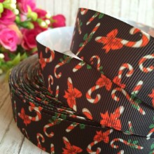 Репс 2,5 см VIP, різдвяна палиця на чорному тлі