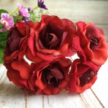 Троянда з тканиною, 3,5 см, червона