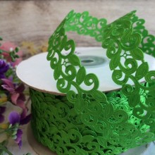 Стрічка-мереживо, 2 см, зелена