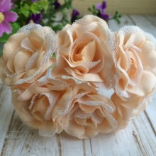 Троянда з тканиною, 3,5 см, світлий персик